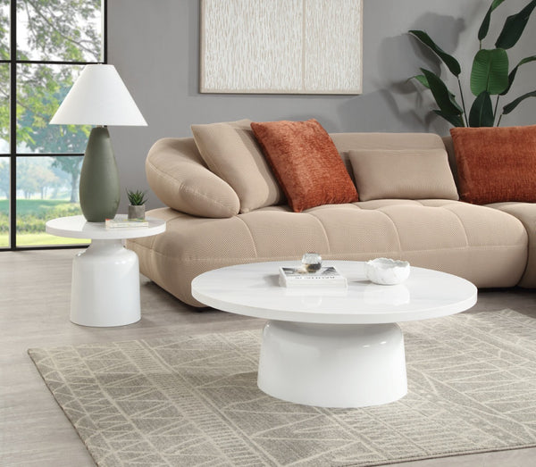 HomeRoots 30" White Oval Coffee Table - Elegant & Versatile Design for Modern Living Spaces, Easy Assembly! 716367