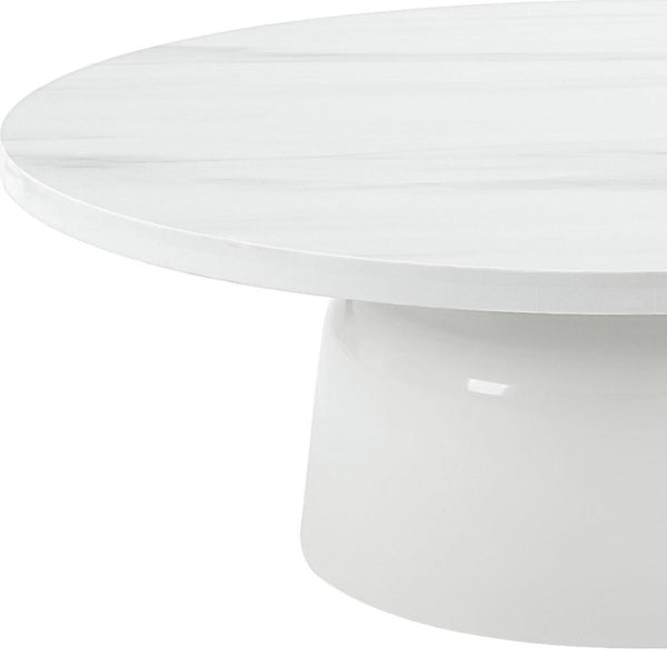 HomeRoots 30" White Oval Coffee Table - Elegant & Versatile Design for Modern Living Spaces, Easy Assembly! 716367