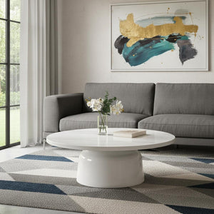 HomeRoots 30" White Oval Coffee Table - Elegant & Versatile Design for Modern Living Spaces, Easy Assembly! 716367