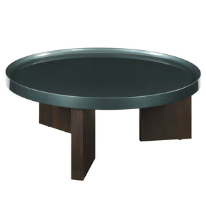 HomeRoots 48" White Marble and Espresso Wood Sled Coffee Table - Timeless Elegance for Modern Spaces 716369