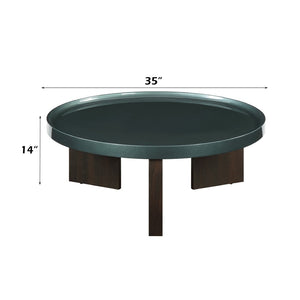 HomeRoots 48" White Marble and Espresso Wood Sled Coffee Table - Timeless Elegance for Modern Spaces 716369
