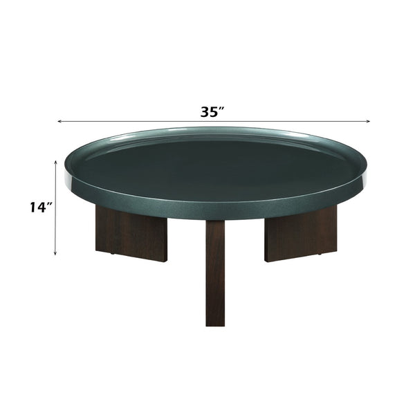 HomeRoots 48" White Marble and Espresso Wood Sled Coffee Table - Timeless Elegance for Modern Spaces 716369