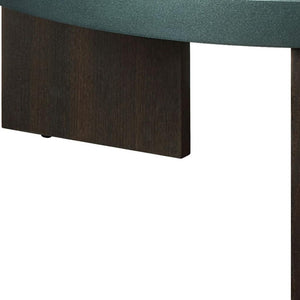 HomeRoots 48" White Marble and Espresso Wood Sled Coffee Table - Timeless Elegance for Modern Spaces 716369