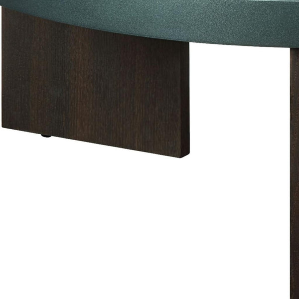 HomeRoots 48" White Marble and Espresso Wood Sled Coffee Table - Timeless Elegance for Modern Spaces 716369