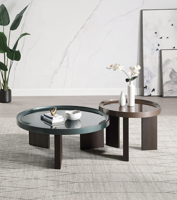 HomeRoots 48" White Marble and Espresso Wood Sled Coffee Table - Timeless Elegance for Modern Spaces 716369