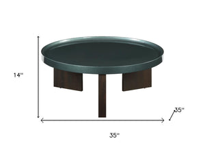 HomeRoots 48" White Marble and Espresso Wood Sled Coffee Table - Timeless Elegance for Modern Spaces 716369