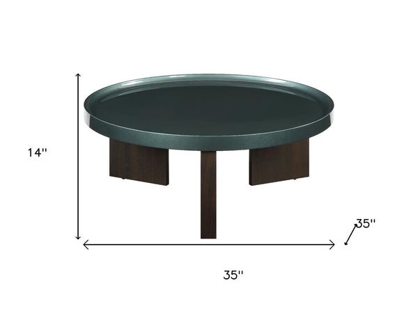 HomeRoots 48" White Marble and Espresso Wood Sled Coffee Table - Timeless Elegance for Modern Spaces 716369