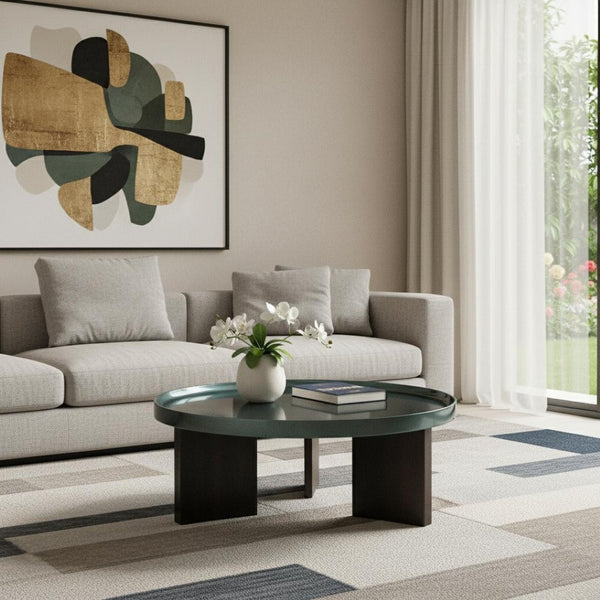 HomeRoots 48" White Marble and Espresso Wood Sled Coffee Table - Timeless Elegance for Modern Spaces 716369