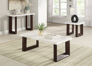 HomeRoots 47" Oval Coffee Table - Elegant Natural Marble & Rich Wood Design, Perfect for Living Spaces & Offices 716370