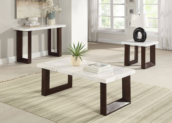 HomeRoots 47" Oval Coffee Table - Elegant Natural Marble & Rich Wood Design, Perfect for Living Spaces & Offices 716370