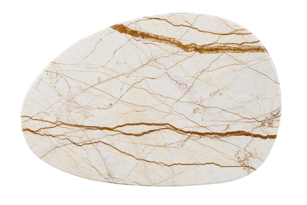 HomeRoots 43" Elegant Natural Marble and Brown Wood Oval Coffee Table - Timeless Centerpiece for Any Room 716371