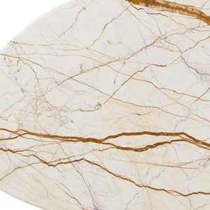 HomeRoots 43" Elegant Natural Marble and Brown Wood Oval Coffee Table - Timeless Centerpiece for Any Room 716371
