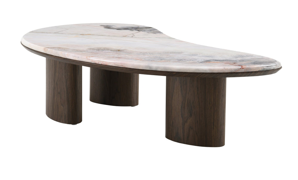 HomeRoots 47" Black and Walnut Coffee Table - Elegant Genuine Marble Top for Modern Living Room & Office Decor 716372