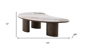 HomeRoots 47" Black and Walnut Coffee Table - Elegant Genuine Marble Top for Modern Living Room & Office Decor 716372