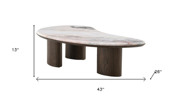 HomeRoots 47" Black and Walnut Coffee Table - Elegant Genuine Marble Top for Modern Living Room & Office Decor 716372