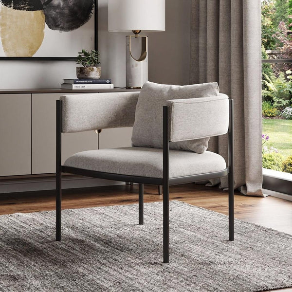 HomeRoots 28" Black Velvet Lounge Chair with Metal Frame – Modern Comfort for Living Rooms & Home Offices 716377