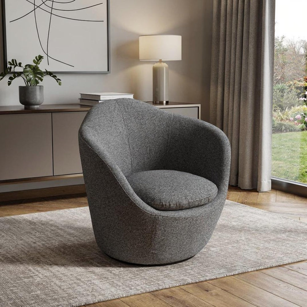 HomeRoots 32" Gray Lounge Chair - Modern Cotton Blend Fabric & Sturdy Metal Frame for Home or Office Use 716380