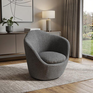 HomeRoots 32" Gray Lounge Chair - Modern Cotton Blend Fabric & Sturdy Metal Frame for Home or Office Use 716380