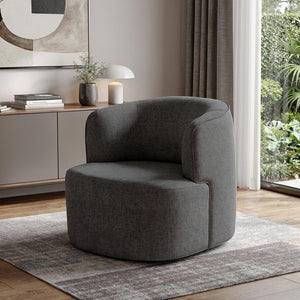 HomeRoots 33" Gray Boucle Swivel Lounge Chair - Modern Elegance with Plush Comfort for Any Room or Space 716383