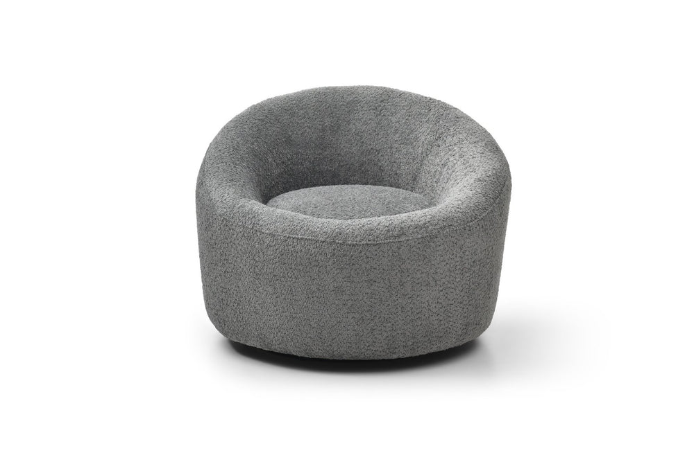 HomeRoots 33" Chic White Boucle Swivel Lounge Chair with Metal Frame – Modern Comfort for Any Space! 716384