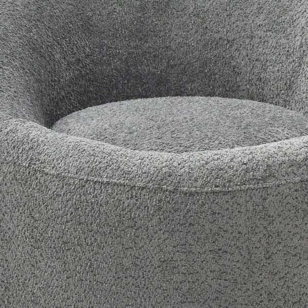 HomeRoots 33" Chic White Boucle Swivel Lounge Chair with Metal Frame – Modern Comfort for Any Space! 716384