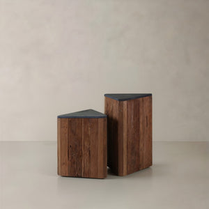 HomeRoots 19" Natural Distressed Reclaimed Wood Drum End Table - Artisan Crafted Rustic Charm for Any Space 716389