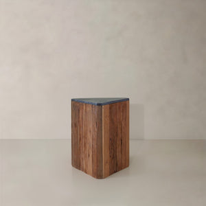 HomeRoots 19" Natural Distressed Reclaimed Wood Drum End Table - Artisan Crafted Rustic Charm for Any Space 716389