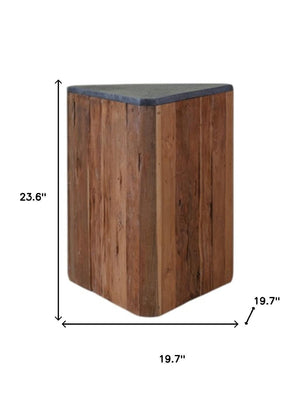 HomeRoots 19" Natural Distressed Reclaimed Wood Drum End Table - Artisan Crafted Rustic Charm for Any Space 716389