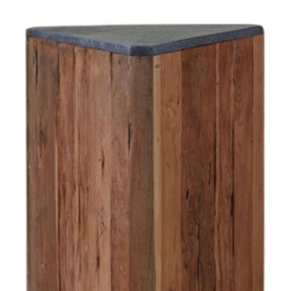 HomeRoots 19" Natural Distressed Reclaimed Wood Drum End Table - Artisan Crafted Rustic Charm for Any Space 716389