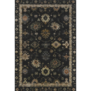 HomeRoots 5' X 8' Black And Gold Oriental Washable Area Rug with UV Protection, Stain Resistance & Non-Slip Backing 716391