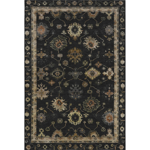 HomeRoots 5' X 8' Black And Gold Oriental Washable Area Rug with UV Protection, Stain Resistance & Non-Slip Backing 716391