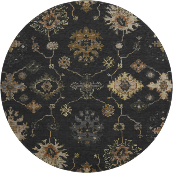 HomeRoots 8' X 10' Black and Gold Oriental Washable Area Rug – Stylish, UV-Protected, Stain-Resistant Design 716393