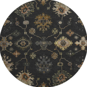 HomeRoots 8' X 10' Black and Gold Oriental Washable Area Rug – Stylish, UV-Protected, Stain-Resistant Design 716393