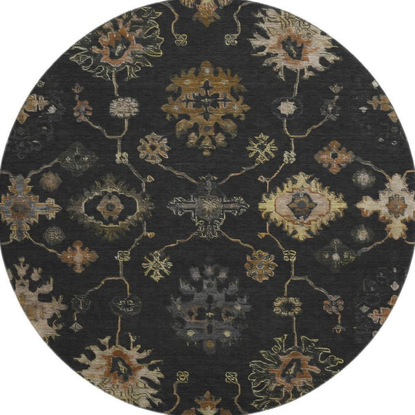 HomeRoots 8' X 10' Black and Gold Oriental Washable Area Rug – Stylish, UV-Protected, Stain-Resistant Design 716393