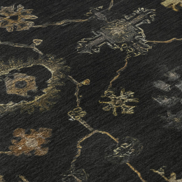 HomeRoots 8' X 10' Black and Gold Oriental Washable Area Rug – Stylish, UV-Protected, Stain-Resistant Design 716393