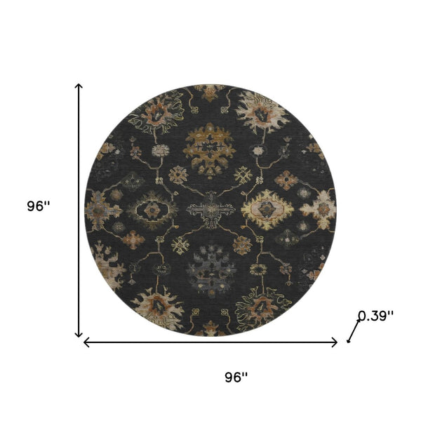 HomeRoots 8' X 10' Black and Gold Oriental Washable Area Rug – Stylish, UV-Protected, Stain-Resistant Design 716393