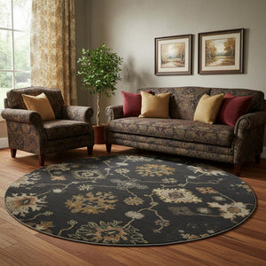 HomeRoots 8' X 10' Black and Gold Oriental Washable Area Rug – Stylish, UV-Protected, Stain-Resistant Design 716393