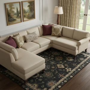 HomeRoots 9' X 12' Black And Gold Oriental Washable Area Rug - UV Protected, Stain Resistant & Easy Care Design 716394