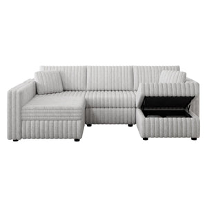 English Elm 106.3" Soft U-Shaped 4-Person Sofa With Ottoman – Modern Comfort, Storage & Style For Any Room W1767S00012