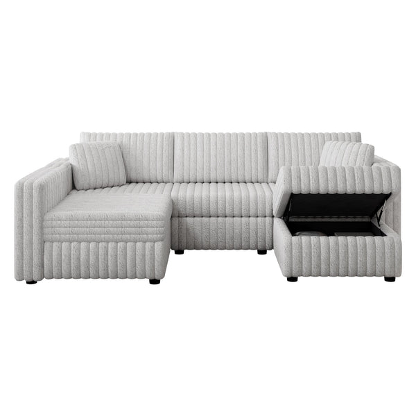 English Elm 106.3" Soft U-Shaped 4-Person Sofa With Ottoman – Modern Comfort, Storage & Style For Any Room W1767S00012