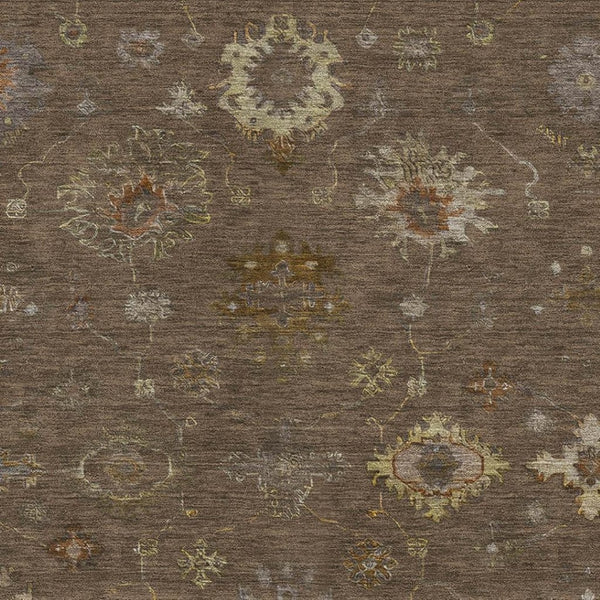 HomeRoots 5' x 8' Chocolate and Beige Oriental Area Rug - Washable, Stain-Resistant, UV Protected for Homes 716397