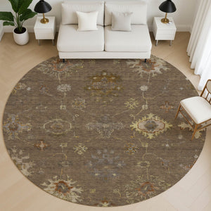 HomeRoots 8' X 10' Chocolate and Beige Oriental Area Rug - Washable, Stain-Resistant, UV Protected Beauty! 716399