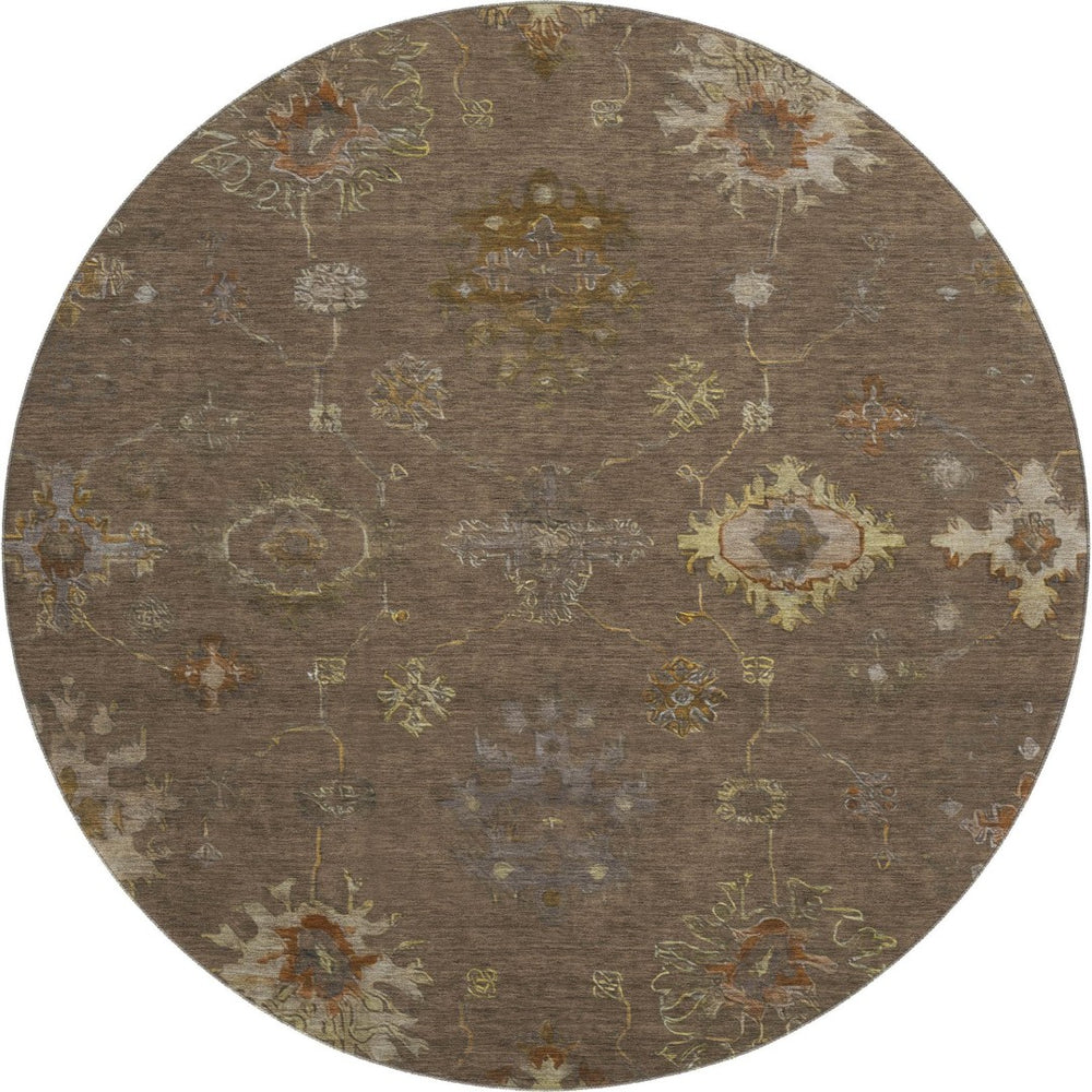 HomeRoots 8' X 10' Chocolate and Beige Oriental Area Rug - Washable, Stain-Resistant, UV Protected Beauty! 716399