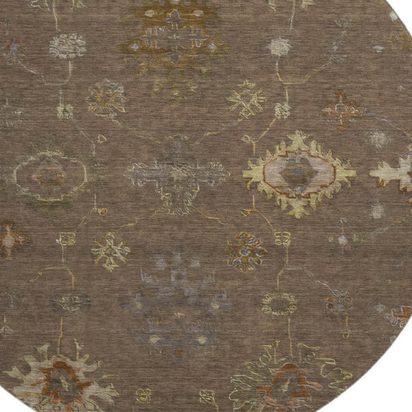HomeRoots 8' X 10' Chocolate and Beige Oriental Area Rug - Washable, Stain-Resistant, UV Protected Beauty! 716399
