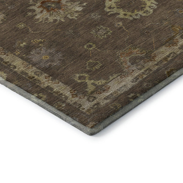 HomeRoots 8' X 10' Chocolate and Beige Oriental Area Rug - Washable, Stain-Resistant, UV Protected Beauty! 716399