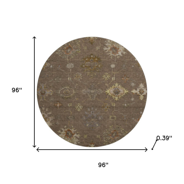 HomeRoots 8' X 10' Chocolate and Beige Oriental Area Rug - Washable, Stain-Resistant, UV Protected Beauty! 716399