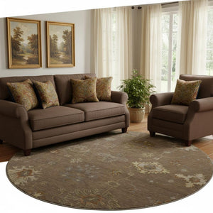 HomeRoots 8' X 10' Chocolate and Beige Oriental Area Rug - Washable, Stain-Resistant, UV Protected Beauty! 716399