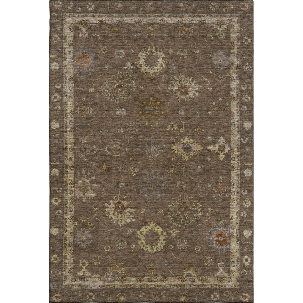 HomeRoots 9' Chocolate and Beige Oriental Area Rug - Washable with UV Protection for Family-Friendly Spaces 716400