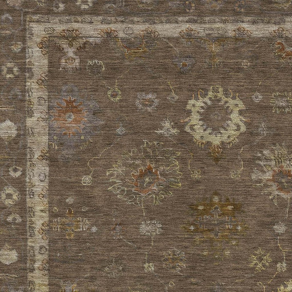 HomeRoots 9' Chocolate and Beige Oriental Area Rug - Washable with UV Protection for Family-Friendly Spaces 716400