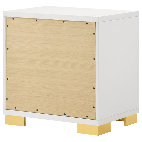 English Elm Jeremiah Art Deco 2-Drawer Nightstand in Crisp White with Gold Accents — Bold Legs, Sleek Storage B062P378336